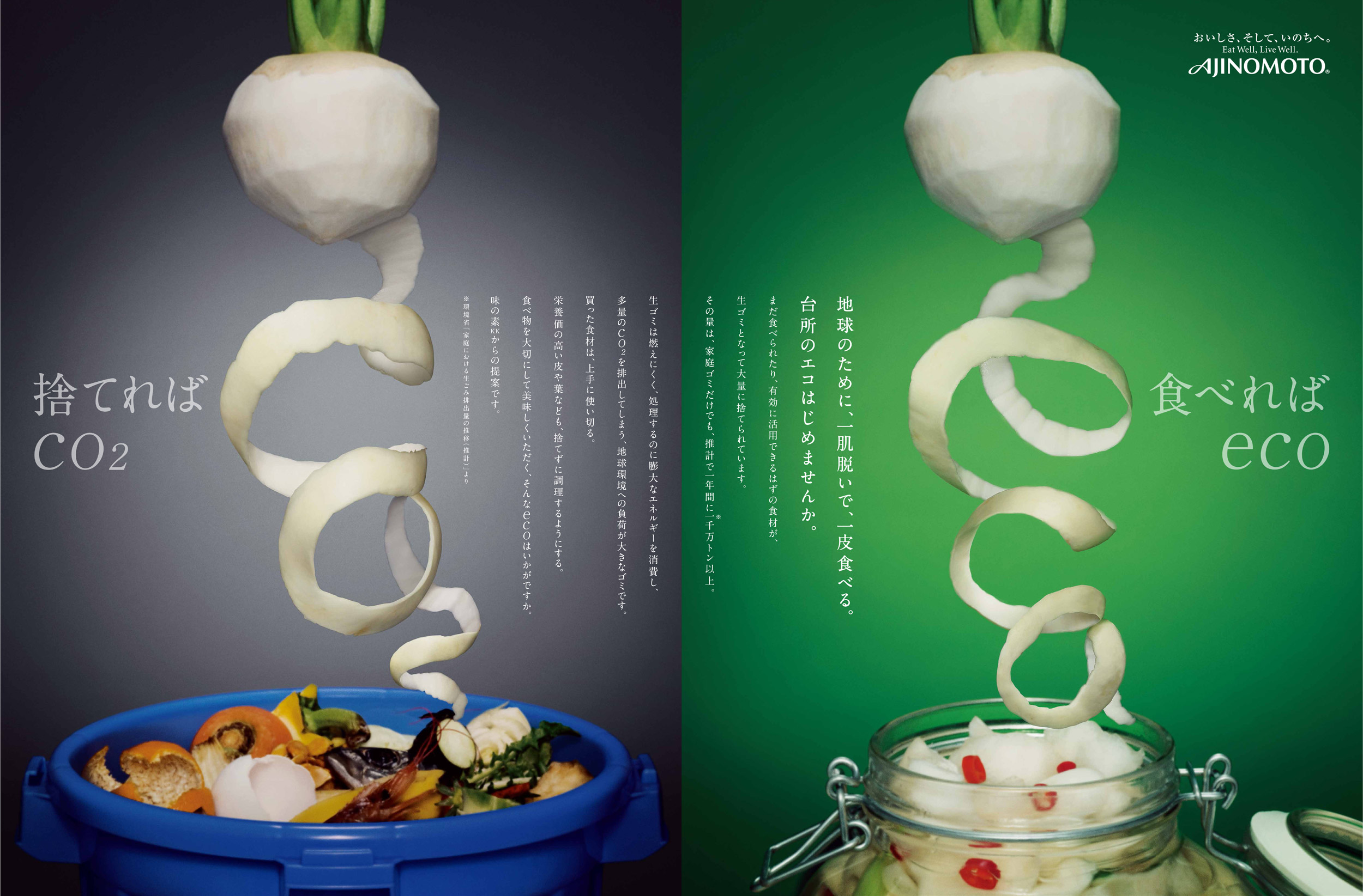 「捨てればCO2・・・、食べればECO」